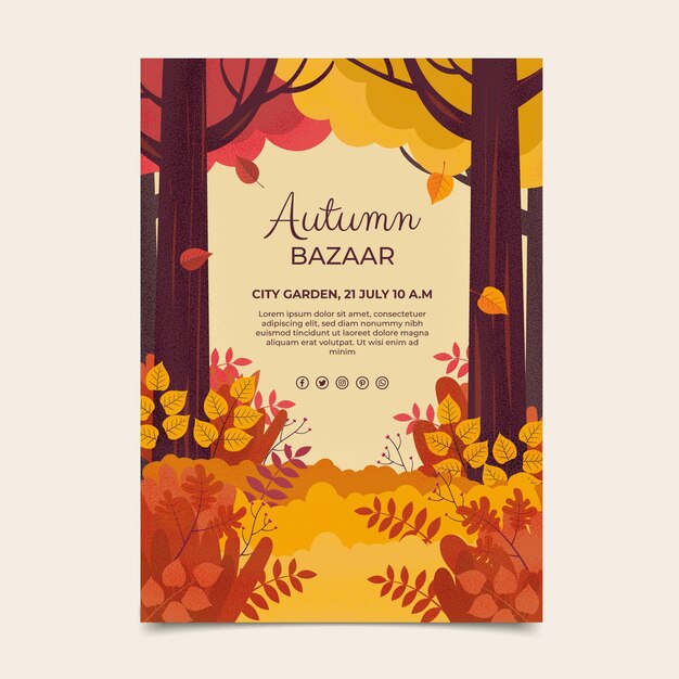 Flat autumn vertical poster template