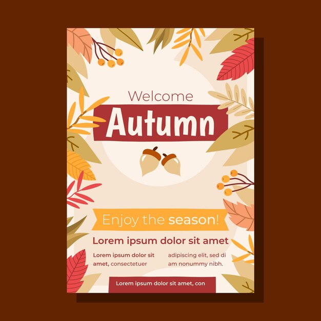 Flat autumn vertical poster template