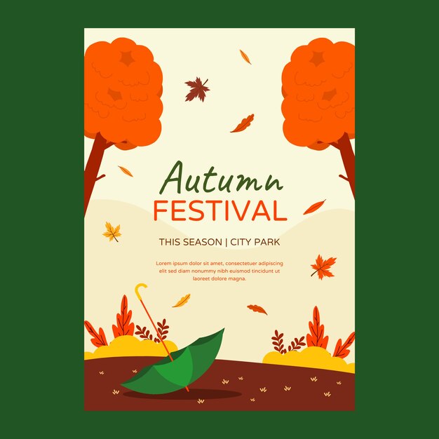 Flat autumn vertical poster template