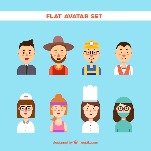 Free Vector flat avatar set with variety of jobs