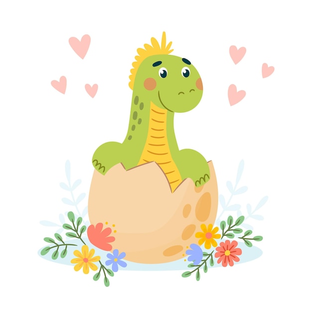 Free Vector flat baby dinosaur illustrated