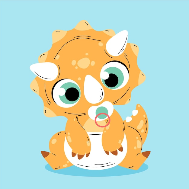 Flat baby dinosaur illustrated