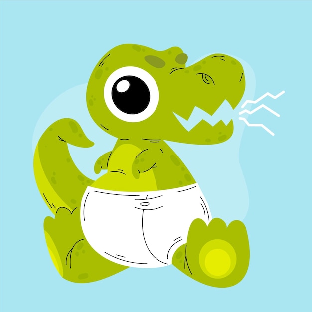 Flat baby dinosaur illustrated