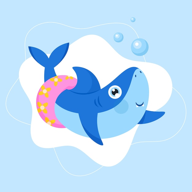 Free vector flat baby shark in cartoon style