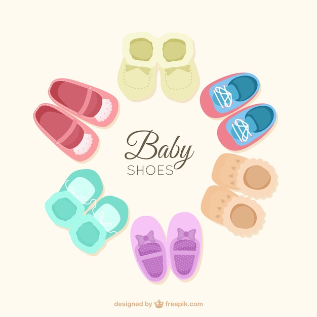 Free Vector flat baby shoes set