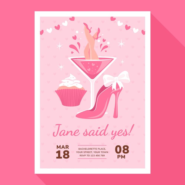 Flat bachelorette party invitation template