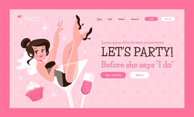 Flat bachelorette party landing page template