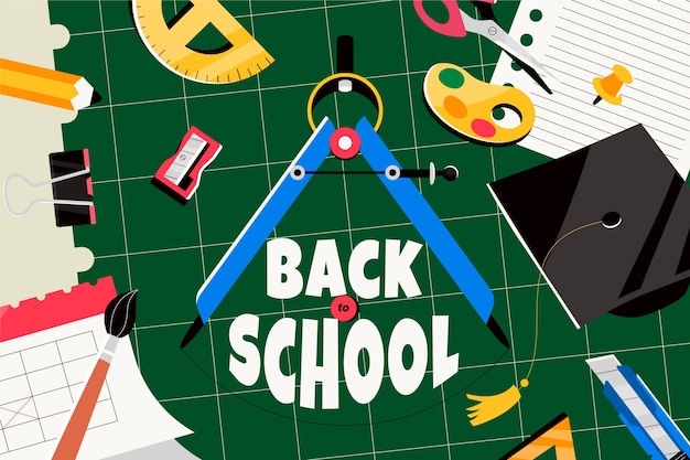 Free Vector flat back to school background with school supplies