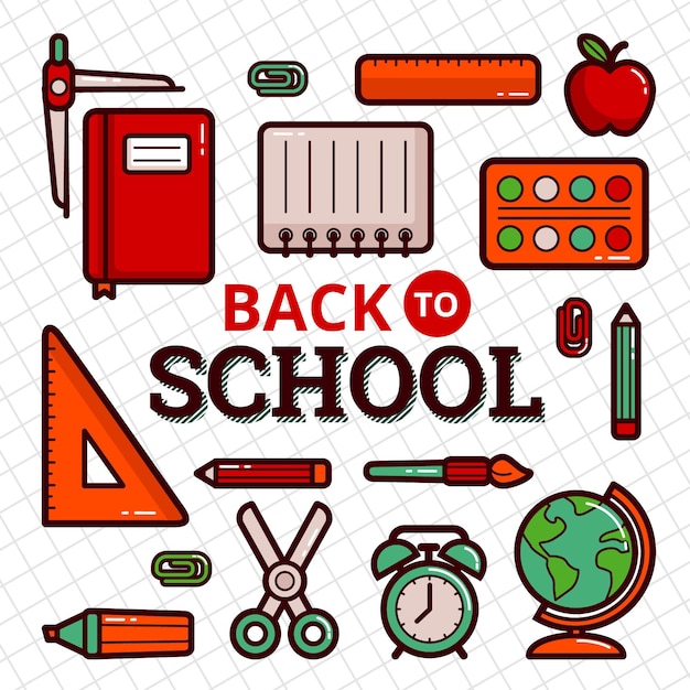 Flat back to school background