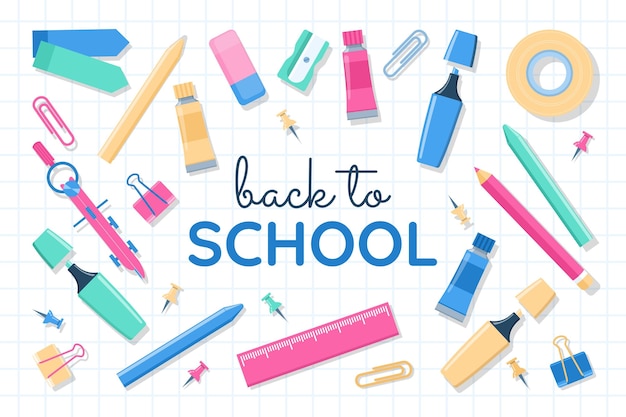 Flat back to school background