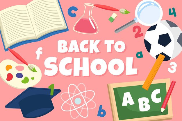 Flat back to school background