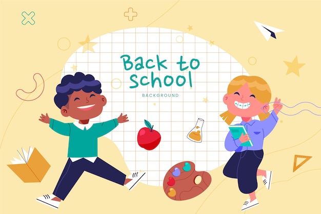 Flat back to school background