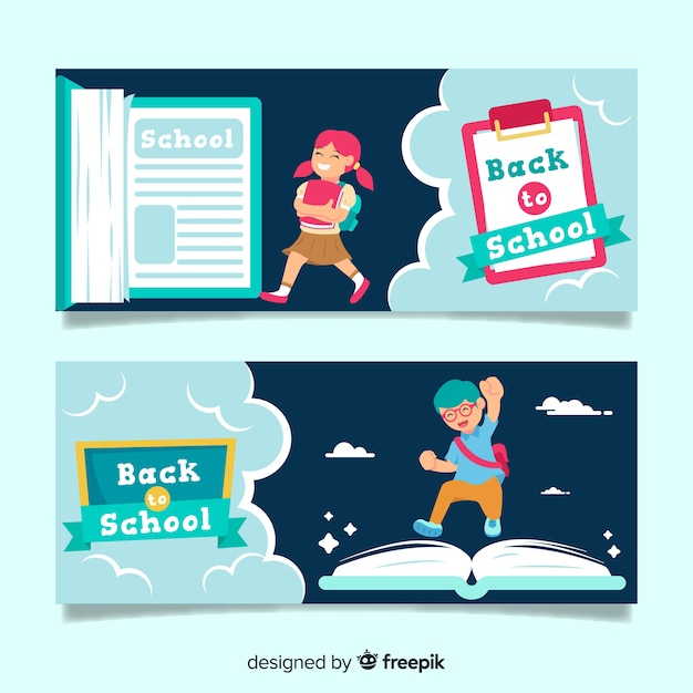 Free Vector flat back to school banners