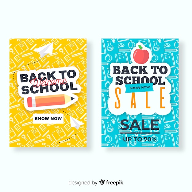 Free Vector flat back to school banners