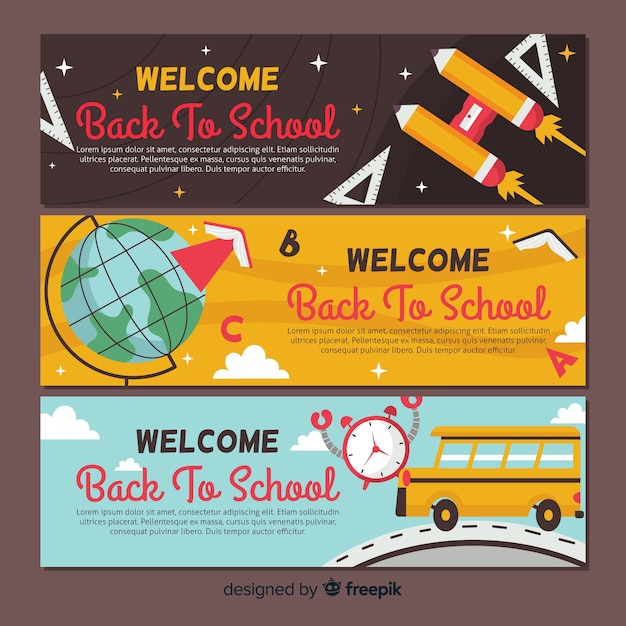 Flat back to school banners