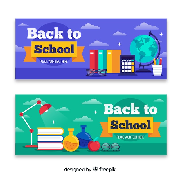 Flat back to school banners