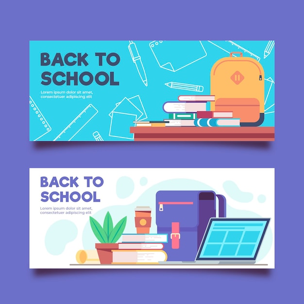 Flat back to school banners