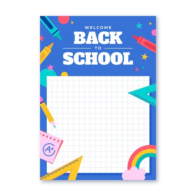 Flat back to school card template