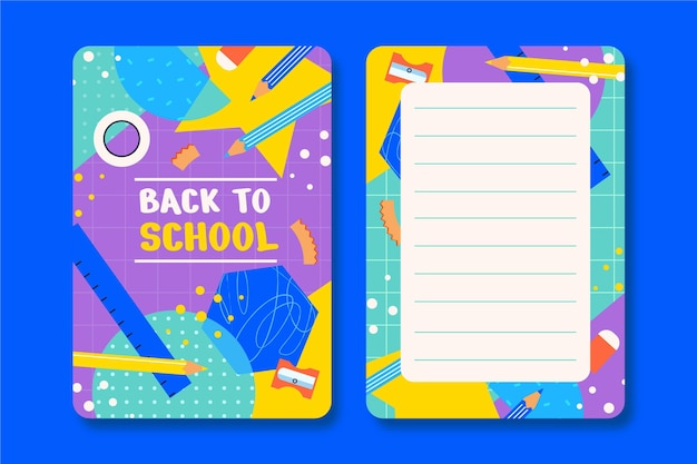 Flat back to school card template