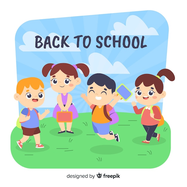 Flat back to school children