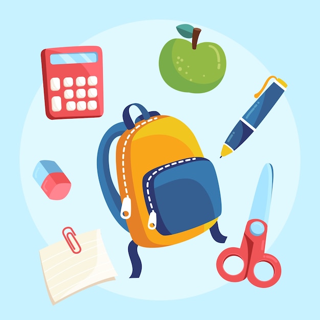 Free Vector flat back to school elements collection