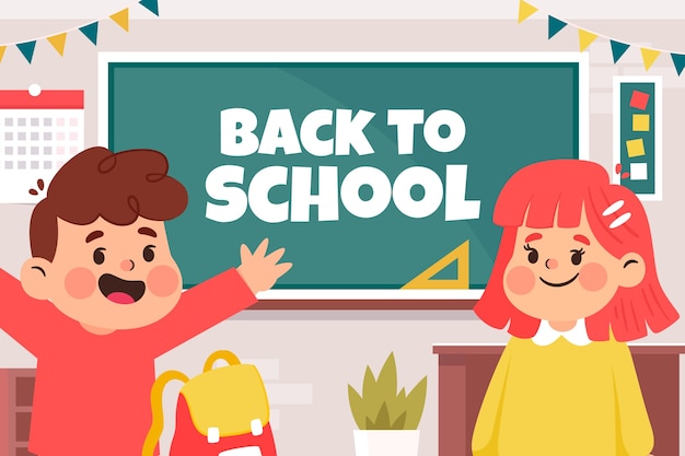 Flat back to school illustration with students