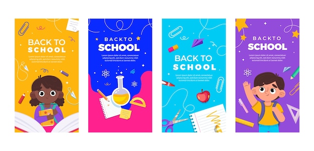 Flat back to school instagram stories collection