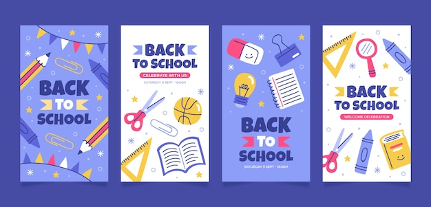 Flat back to school instagram stories collection