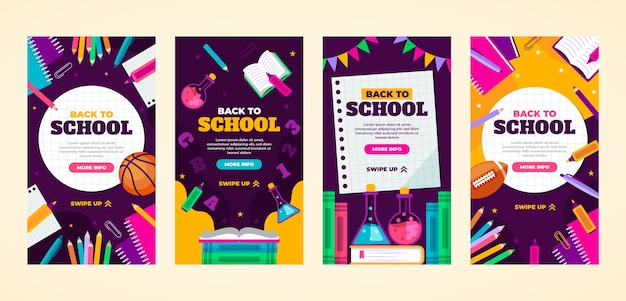 Flat back to school instagram stories collection