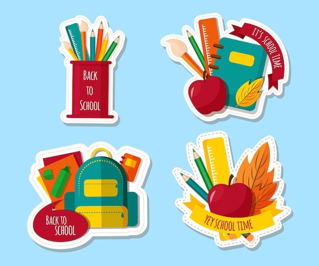 Flat back to school labels collection