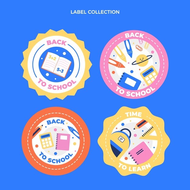 Flat back to school labels collection