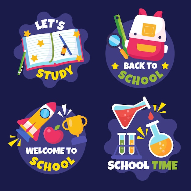 Flat back to school labels collection