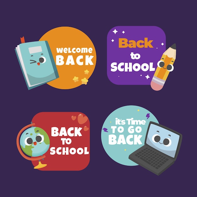 Flat back to school labels collection