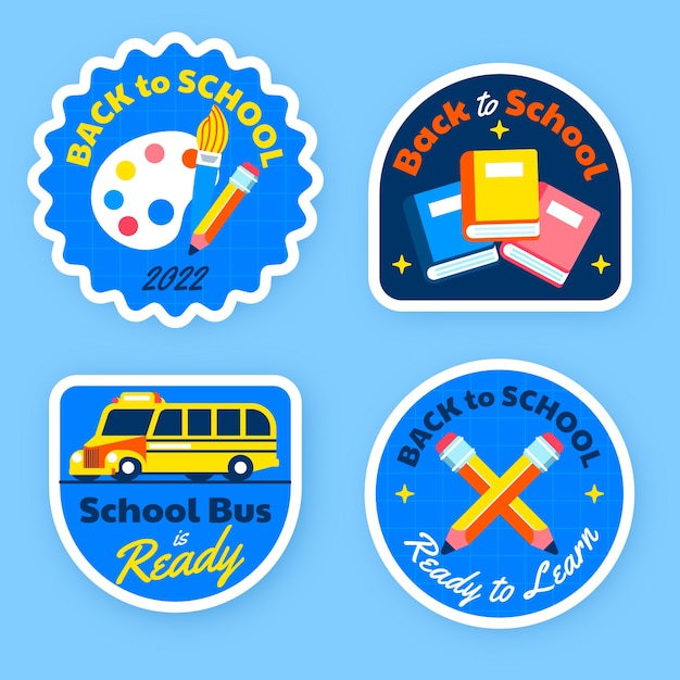 Flat back to school labels collection