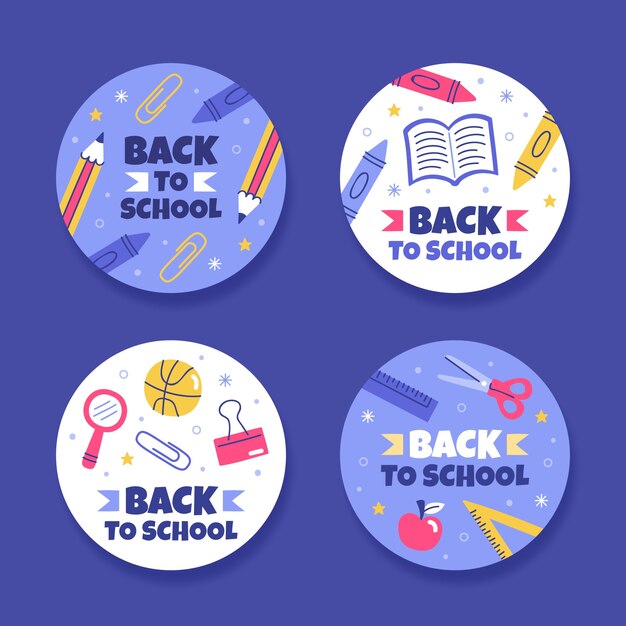 Flat back to school labels collection