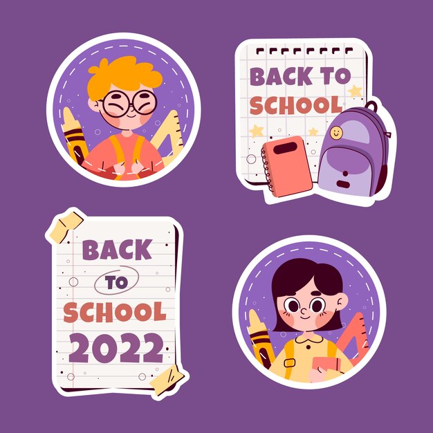 Flat back to school labels collection