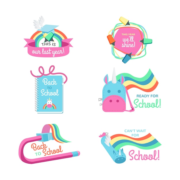 Free Vector flat back to school labels concept