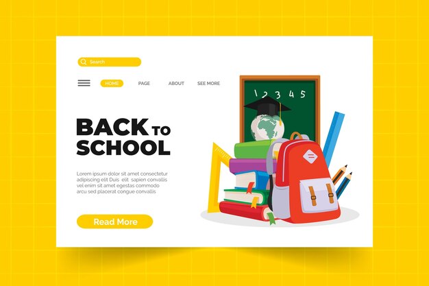 Flat back to school landing page template