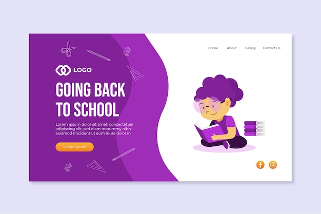 Flat back to school landing page template