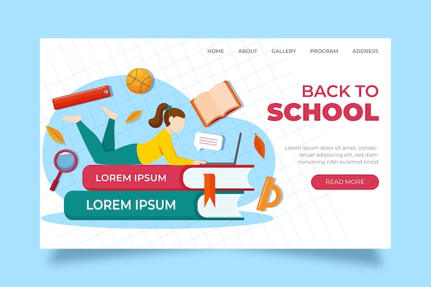 Flat back to school landing page template