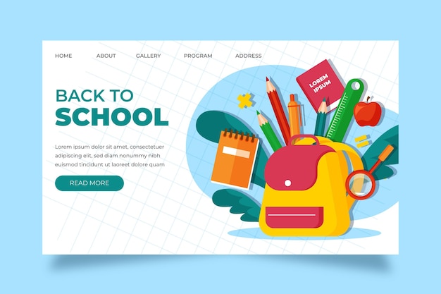 Flat back to school landing page template