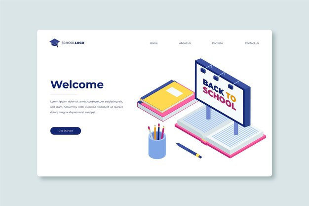 Flat back to school landing page template