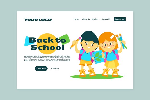 Flat back to school landing page template