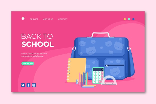 Flat back to school landing page template