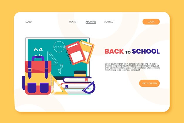 Flat back to school landing page template