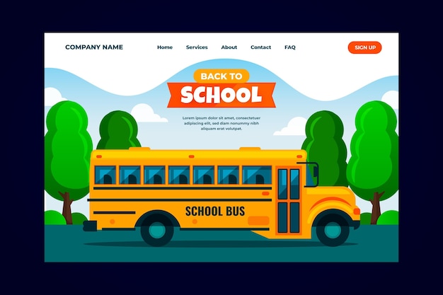 Flat back to school landing page template