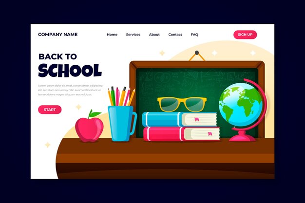 Flat back to school landing page template