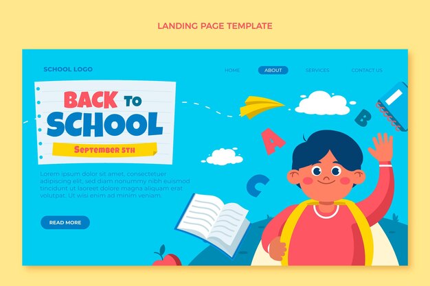 Flat back to school landing page template