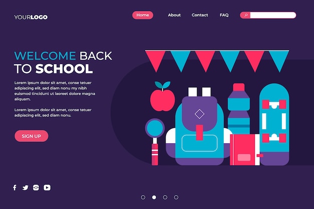 Free Vector flat back to school landing page template