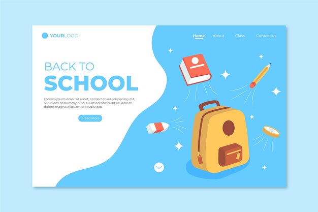 Flat back to school landing page template